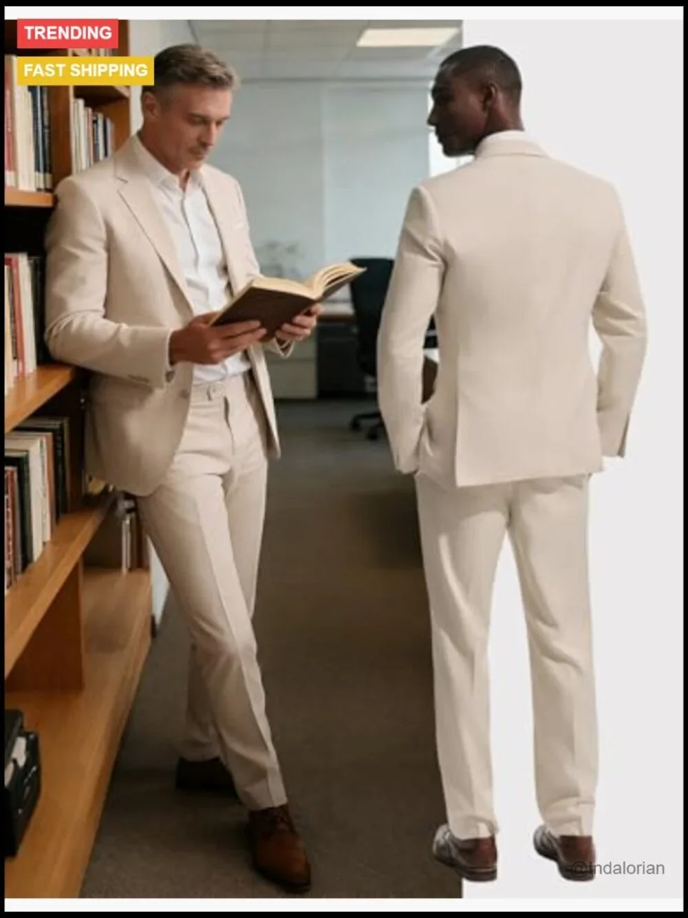 Men's 2 Piece Classic Fit Suit Set Notched Lapel Long Sleeve Blazer & Dress